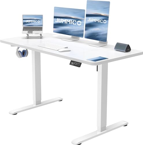 JUMMICO Höhenverstellbarer 120x60 cm, Höhenverstellbar Elektrisch Ergonomischer Steh Sitz Tisch Computertisch Höhenverstellbar Stehschreibtisch Adjustable Desk(Weiß)