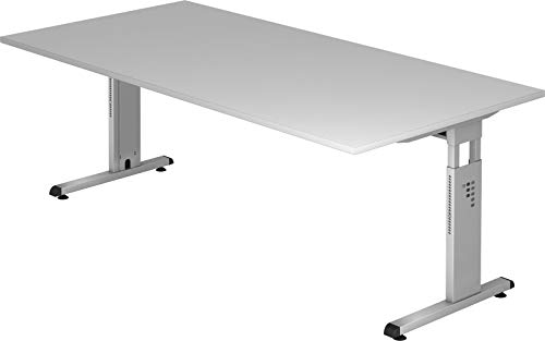 bümö® Stabiler höhenverstellbar 200 x 100 cm | Bürotisch | Büroschreibtisch Höheneinstellung | Tisch für Büro 9 Größen & 7 Dekoren
