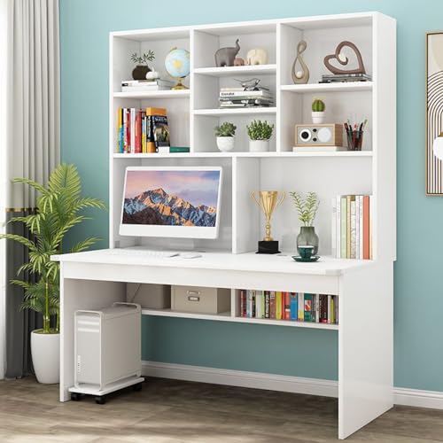 WLCNYL Computertisch Bücherregal,, Arbeitszimmertisch,, Moderne kompakte Bürotische Arbeitsplätze Zuhause Büro (100 cm, weiß)