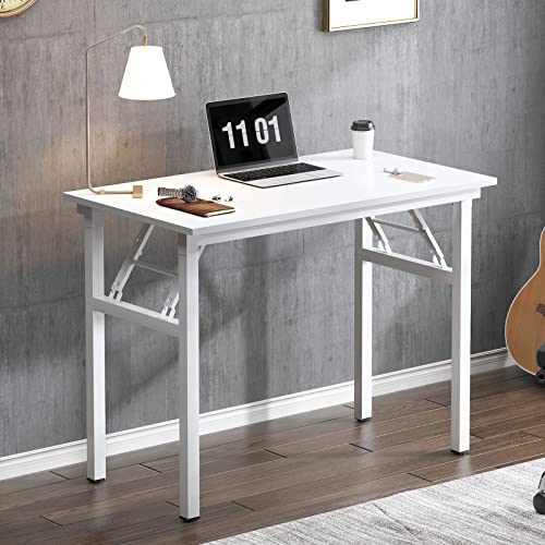 SogesHome Kleiner Klapptisch 80 x 40 cm Klapptisch Kompakter Tisch PC-Schreibtisch Bürotisch Eckschreibtisch für Home Office Kleiner Schreibtisch, Weiß AC5DW-8040-SH