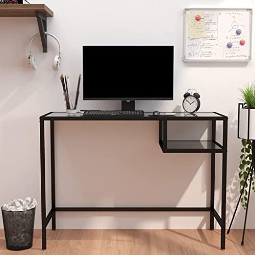 ECLAY Computer-Schreibtisch aus schwarzem Marmor, 100 x 36 x 74 cm, gehärtetes Glas, Büromöbel, Schreibtische,