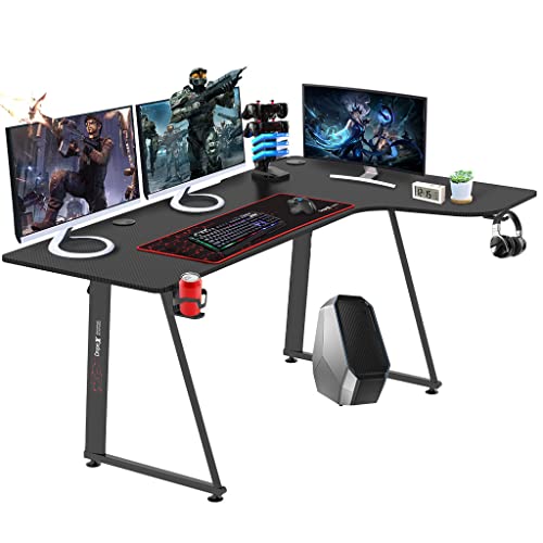 Dripex Gaming Tisch L-Form, eckschreibtisch 160cm, L-förmiger Gaming Schreibtisch, Großer Ergonomischer Computertisch für Büro und Zuhause, Rechts
