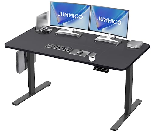 JUMMICO Höhenverstellbarer Schreibtisch 140x70cm Schreibtisch Höhenverstellbar Elektrisch mit USB-Ladeanschluss,Höhenv erstellbar Computertisch Steh-Sitz Tisch Standing Desk mit Rollen (Schwarz)