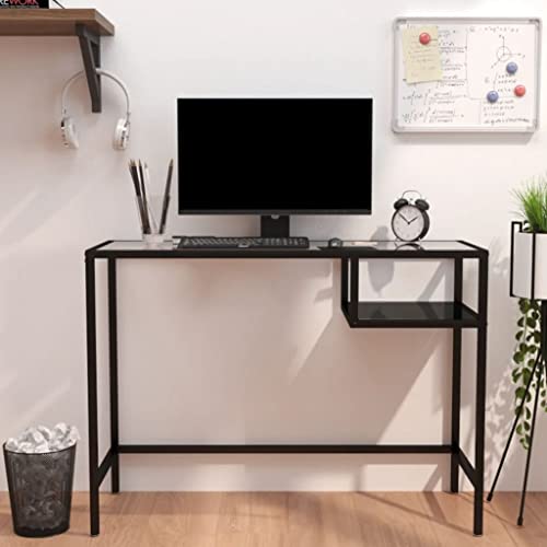 Möbel, Büromöbel, Schreibtische, Computertisch, Schwarz, 100 x 36 x 74 cm Glas