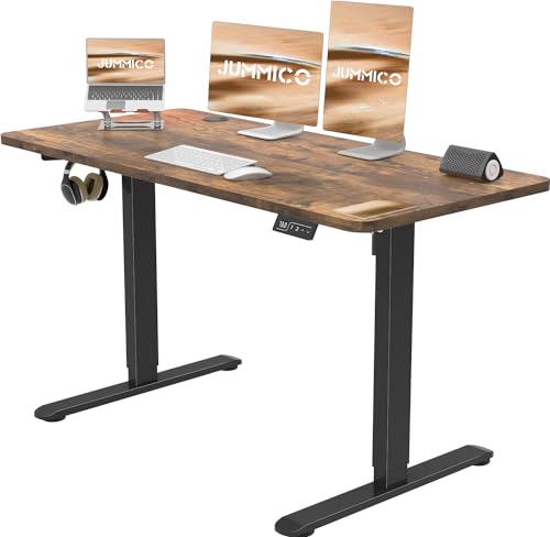 JUMMICO Höhenverstellbarer Schreibtisch 120x60 cm, Elektrisch Ergonomischer Steh-Sitz Tisch Computertisch Stehschreibtisch Adjustable Desk (Vintagebraun)