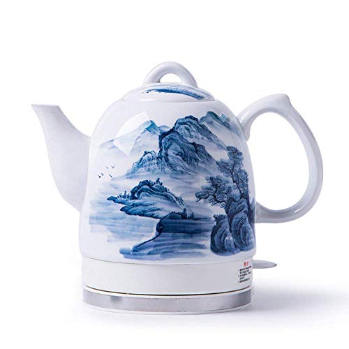 Kettle-Schreibtisch, wiederverwendbar, Wasserkocher, weißer Teekocher, kabellos, aus Keramik, elektrisch, Retro, 1350 W, schnell kochendes Wasser für Tee, Suppe, Flocken, abnehmbarer Boden